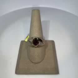 10K yellow gold Garnet and Diamond gents Fancy Ring 