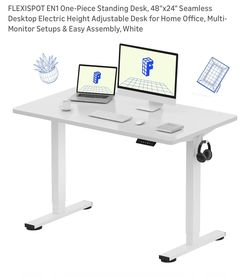 FLEXISPOT EN1 - 40/48 One-Piece Standing Desk, Seamless Desktop Electric Height Adjustable Desk for Home Office,