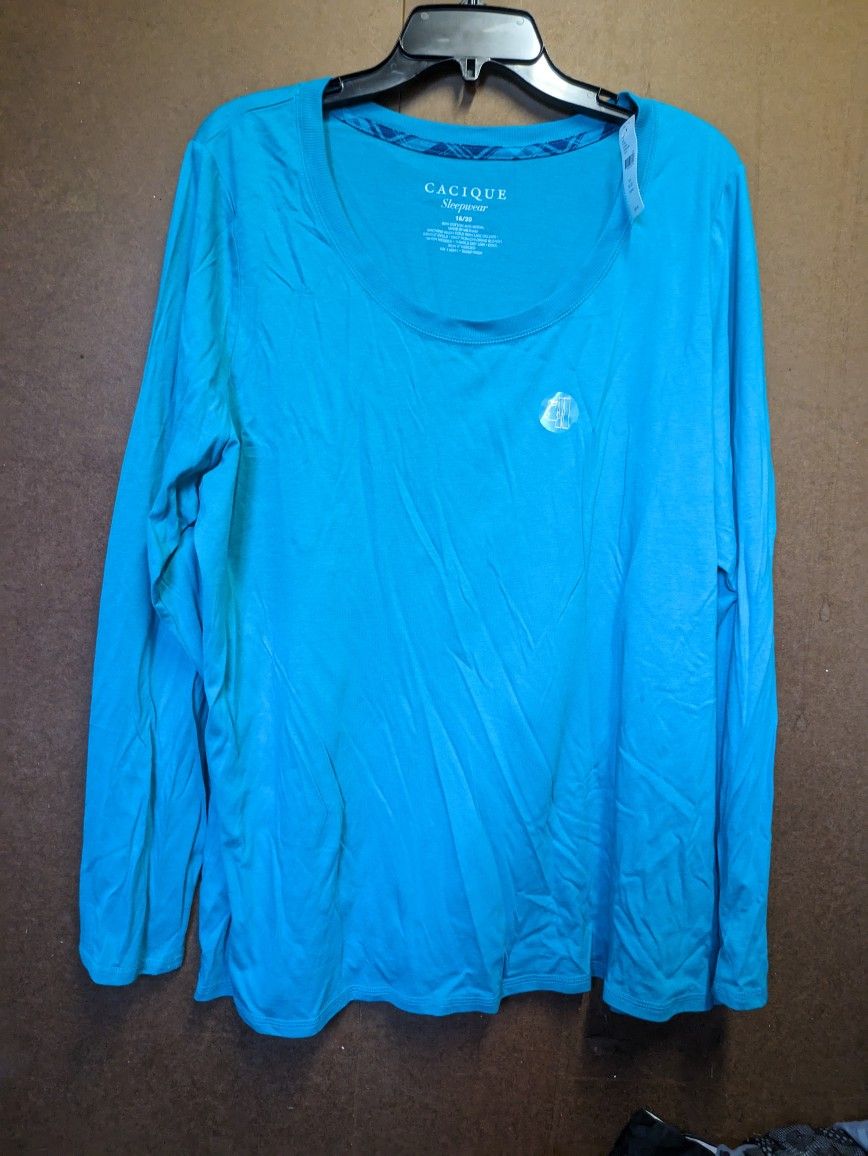 Cacique Blue Sleepwear Long Sleeve Top
