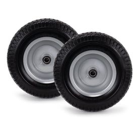 2 Pcs 13x5.00-6 Flat Free Tire and Wheel Replacement 13x5-6 Solid Rubbe Lawn Mower Tire with 3/4" Bearings and 3" Centered Hub Brand New still in the 