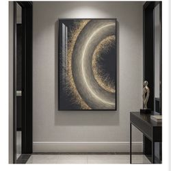 Framed Black and Gold Abstract Wall Art