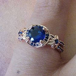 Rose Gold Plated Blue Zircon Size 7
