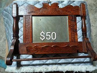 Antique shaving mirror with shelf