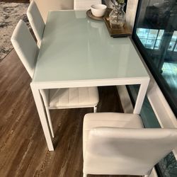Glass Top Dining Table Set 