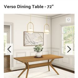 Plank+Beam 72" Verso Rectangular Dining Table for 6, Solid Wood Cross Leg Kitchen Table, Pecan