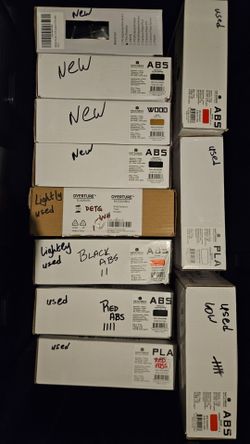3D Printer Filament Lot – PLA, ABS, PETG, Wood – 11 Spools