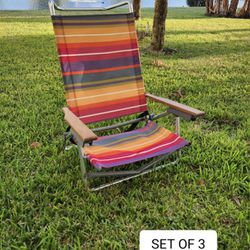 3 Beach Chairs Foldable 