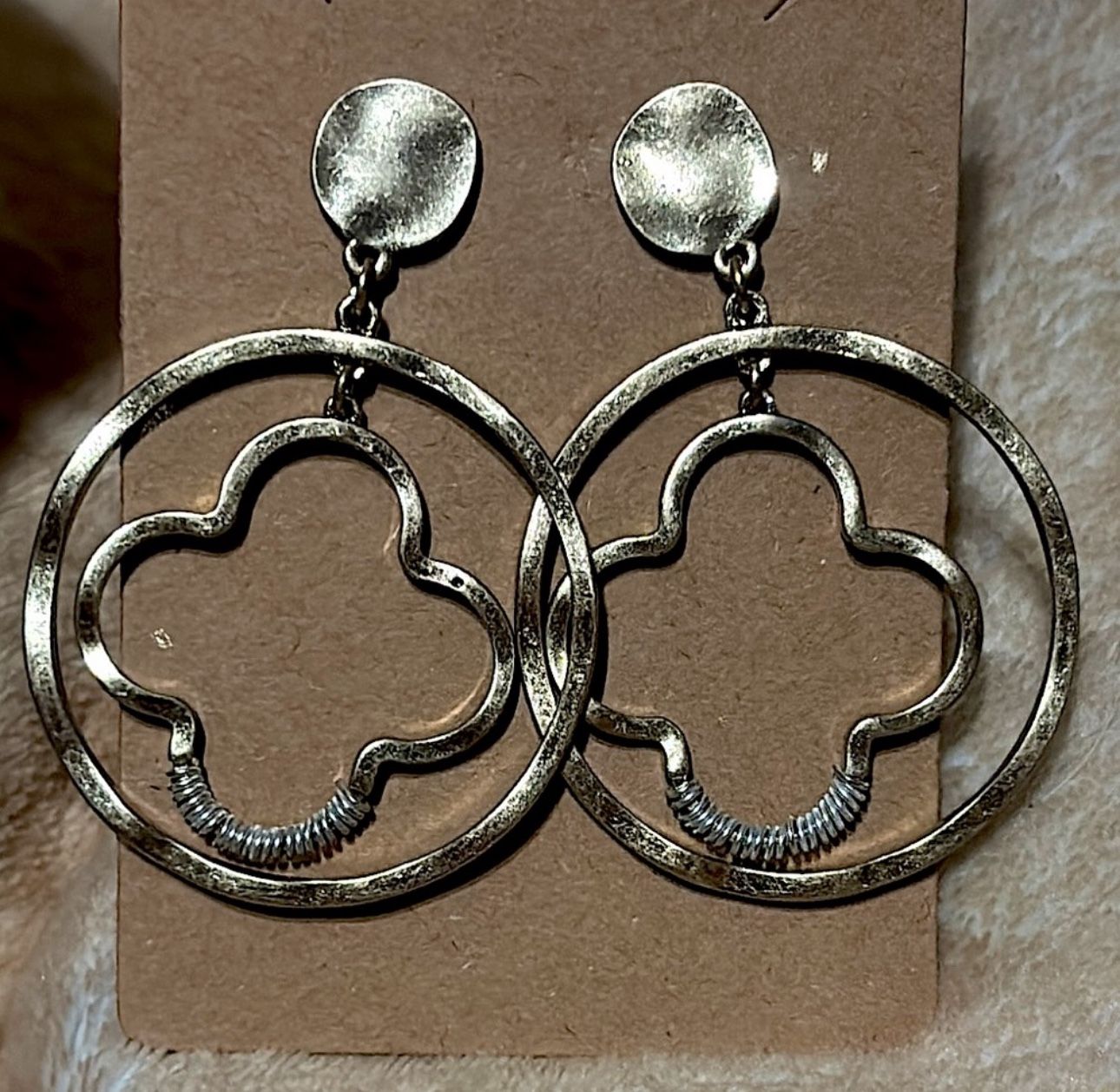 Gold Clovers With Silver Design Earrings