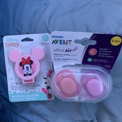 Pacifier Holder And 2 New Pacifiers