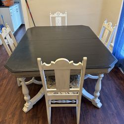 Wooden Dining Room Table With 4 Chairs 