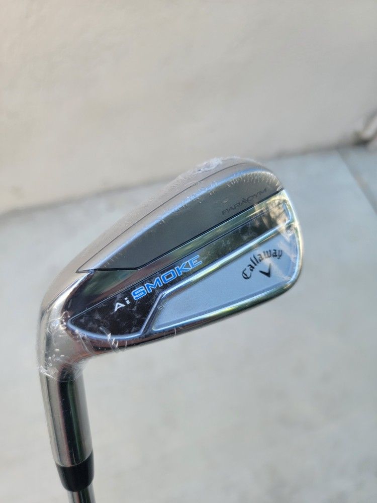 LEFTY NEW!!! Callaway Paradigm Ai Smoke 7 Iron Elevate MPH Steel Stiff Flex Left Handed Demo Club