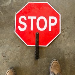 HAND HELD STOP / SLOW ROAD sign 18” Wide 18” Top To Bottom Like New
