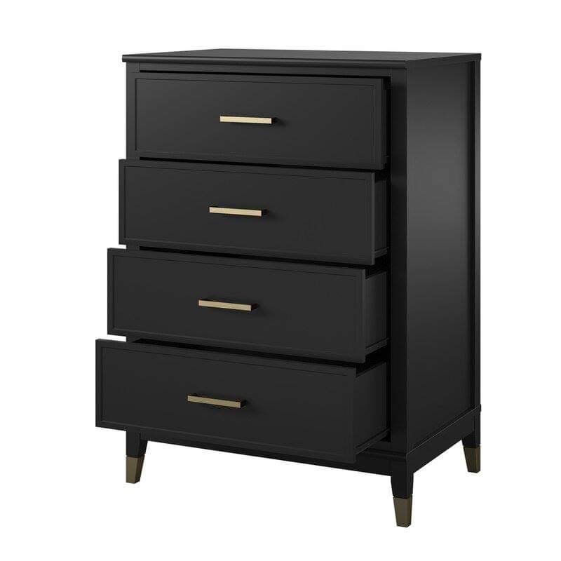 CosmoLiving Westerleigh 4 Drawer Dresser Black/Gold