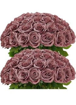 100 Pcs Artificial Bulk Silk Dusty Rose Roses