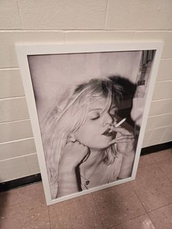 Courtney Love Large Framed Canvas Print - 26x38 White Frame
