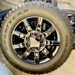 New 2026 20” GMC Sierra 2500 AT4 OEM HD Wheels and Goodyear Tires 100% Tread