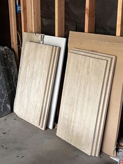 Two Vintage Travertine Side Pieces For Table