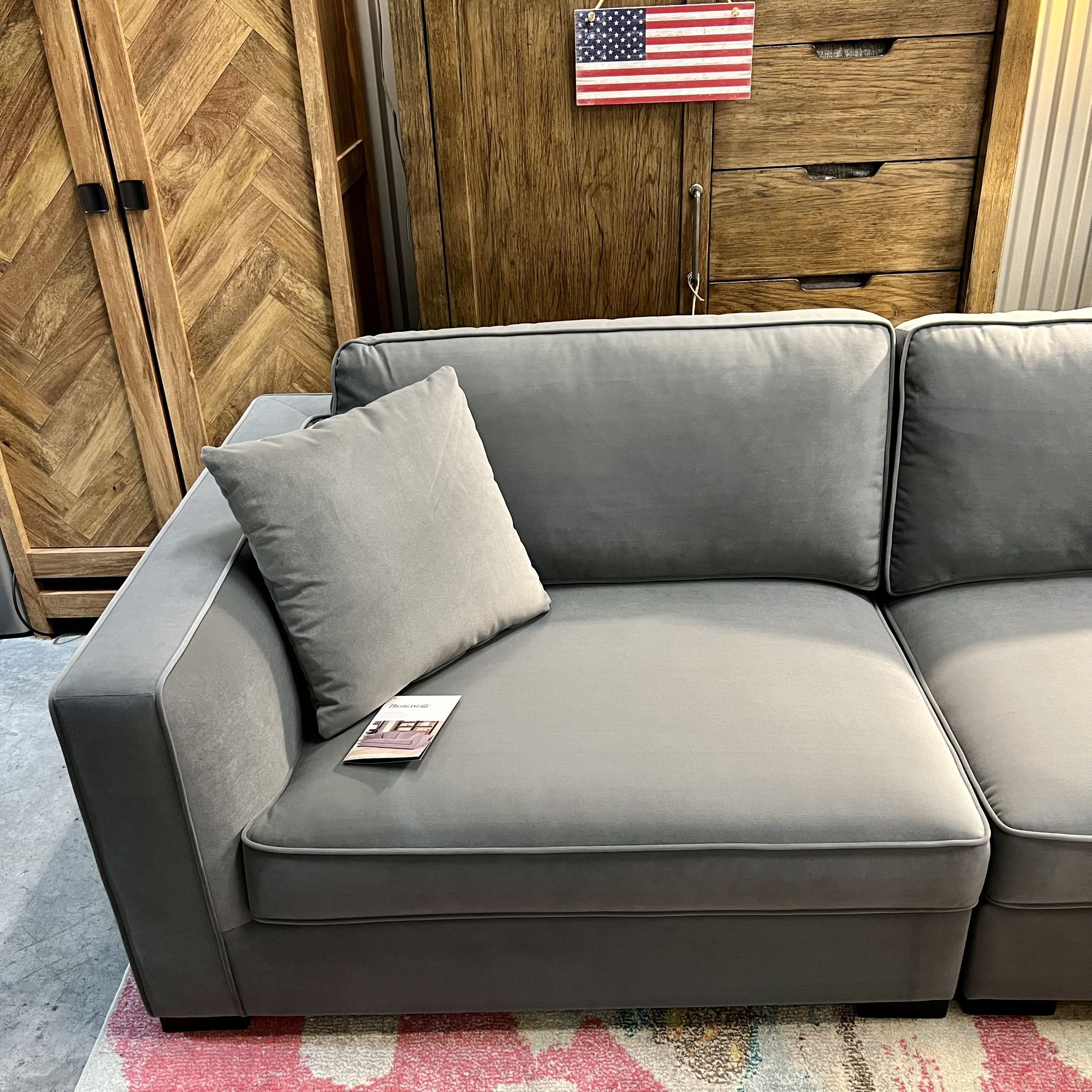 Free Delivery Brand New 90" Long Thomasville Gray Velvet Fabric