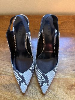 M Gemi Snakeskin print sling back heels