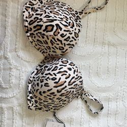 Shade & Shore Leopard Bikini Top 36DD New With Tags 