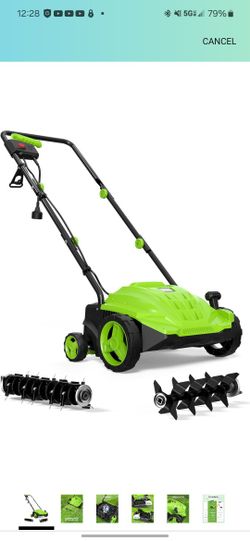 Electric Dethatcher Scarifier 13-Inch 12 Amp, SWIPESMITH 2-in-1 Lawn Dethatcher, 4-Position Depth Adjustment, Scarifier with Foldable Handle Two Safet