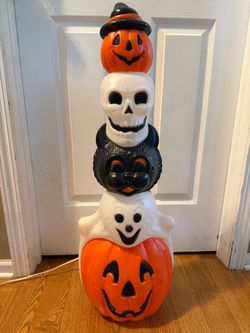 Rare Empire 32” Pumpkin/Ghost/Cat/Skull Stack Blow Mold (Halloween Blow Molds)