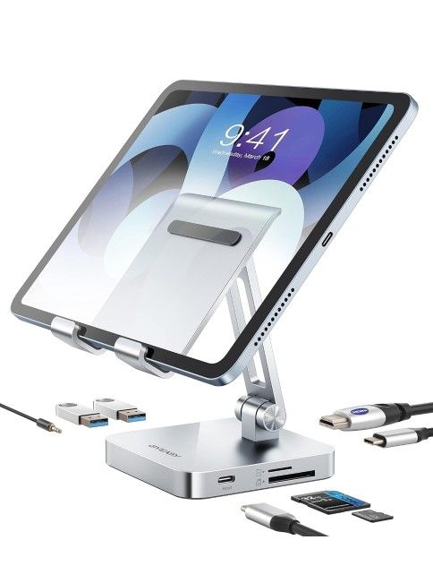BYEASY USB C Hub with Stand, 7 in 1 Docking Station