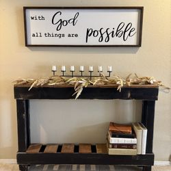 ❤️ farmhouse table accent entryway hall sofa couch console black brown distressed 