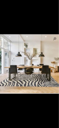 Samira Zebra Black Ivory Cream Machine Washable Modern Animal Print Indoor Area Rug