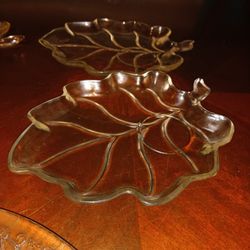 Antique Vintage Crystal Leafs Set Of 6