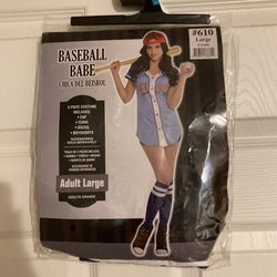 Halloween Baseball Babe Costume Size Large