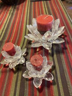 CRYSTAL CANDLE HOLDERS