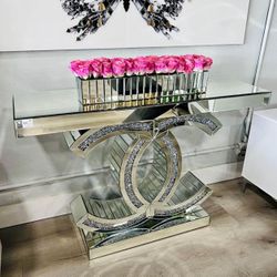 Mirror Crystal Console Table 47”L