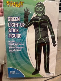 Spirit Green Light-Up Stick Figure Costume Child Large