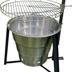 18-Inch Portable Campfire Pit & Grill - Stainless Steel Fire Pit with Raised Edge Grilling Rack