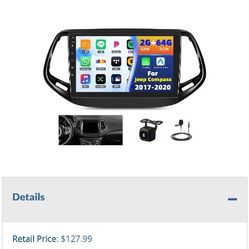 Lot # UB5400: 264G Android 13 Car Stereo for Jeep Compass 0 with Wireless Carplay Android Auto 101 Touchscreen Car Radio with WiFi GPS Mirror L