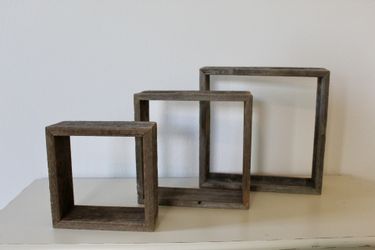 Set of 3 Rustic Wood Floating Shelves 