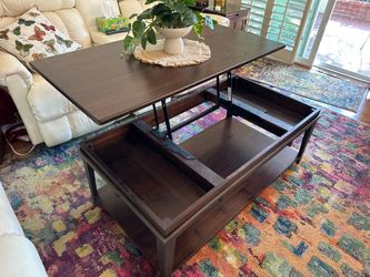 Leather rocker/recliner couch, reclining love seat, lift-top coffee table