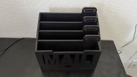 Black Wood Desktop Mail Organizer 3 Slot and Drawer