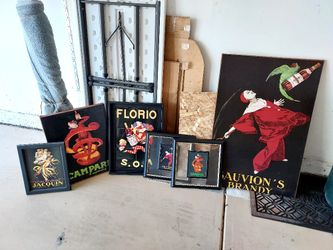 Vintage Liqueur Advertisement Prints And Lamp
