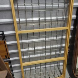 Large Hanging Ceiling Rack Mount Wood & Metal Kitchen Organizer Vintage