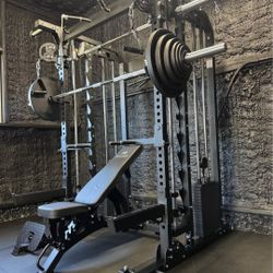 NEW SQUAT RACK SMITH MACHINE POWER RACK + BENCH + BAR + DELIVERY