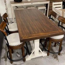 Brand 🆕 Ashley Dining Room Set | Valebeck Dining Room Table And Bar Stools Set Of 5 @ Next-day Delivery 🚚