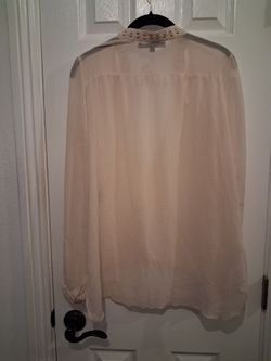 light peach blouse, size M