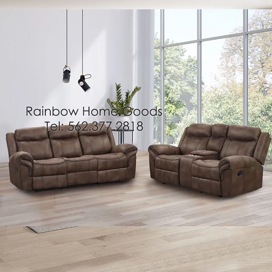 Recliner (Set Of 2pc), Loveseat Sofa + 3-Seater Couch