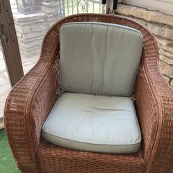 Wicker statement chair with cushions 