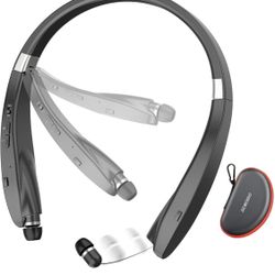 Bluetooth Headset, 2023 Upgraded Foldable Bluetooth Headphones with Retractable Earbuds, Noise C…See more