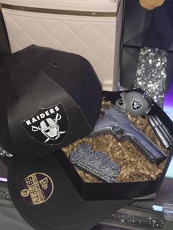 Sports Hat Gift Box With handmade Gun, Bucket And Be My Valentine Soap