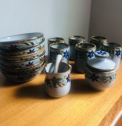 Hand Painted Tonala Mugs small Bowls Sugar And Cream Cup
