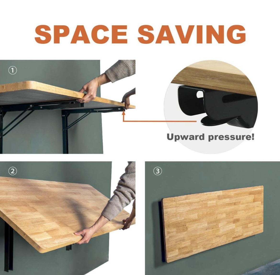 Wallmaster Wall Mounted Folding Workbench Heavy Duty Fold Down Table Utility Bench Solutions Laundry Shelf Wall Desk with Metal Shelf Bracket (47 x 19
